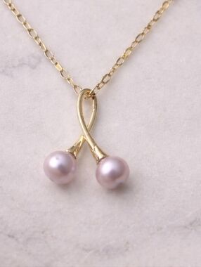 Lavender Pearl Twist Necklace 18K Gold Plated Chain Two 6mm  Freshwater Pearls